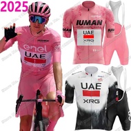 2025 Yellow Pink UAE Team Cycling Jersey Set Tadej Pogacar Cycling Clothing Men France TDF Road Bike