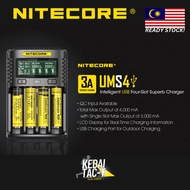NITECORE UMS4 - Intelligent USB QC 3A Charging 4-Slot Li-ion NiMH Battery Charger- ORIGINAL - Ready 