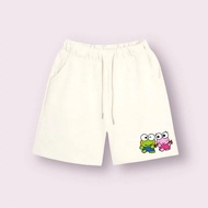 SummerShorts made of cool cotton fabric for babies, images of 2 Green Frog Brothers and Pink Frogs (