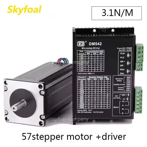 3.1N.M 100mm length.2 phase 57 stepper motor.with DM542 driver.for Engraving machine.Industrial equi