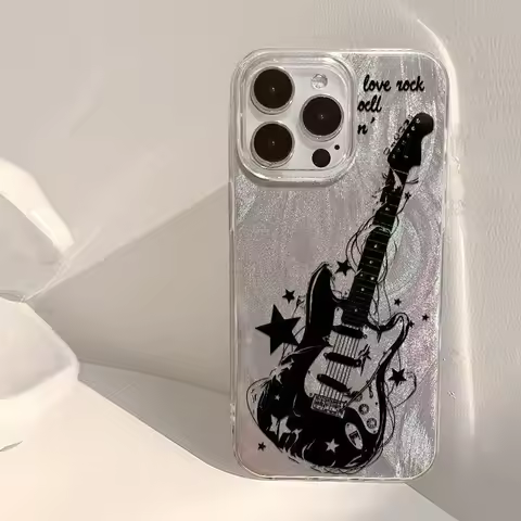 Fashion Black Music Guitar Phone Case for Xiaomi Redmi Note 14 13 12s 11 11s 10 9s 8 7 Pro Plus 4G 5