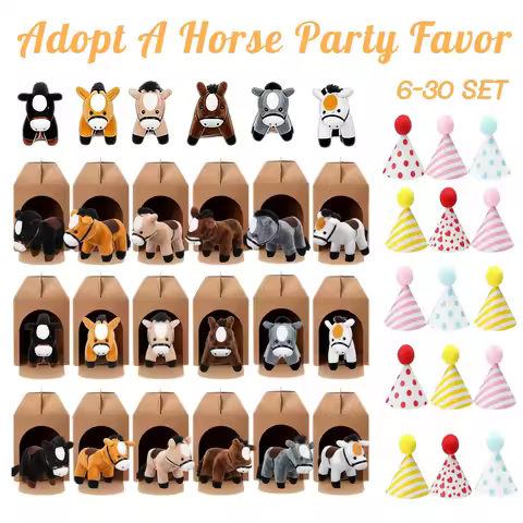 6-30Set Adopt a Horse Party Favors 4inch Horse Stuffed Animal Horse Toys Horse Plush for Birthday Ad