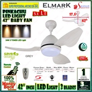 Elmark Ceiling Fan Pinkachu 42 inch Baby Fan with LED Light (3 blades) Remote Control Ceiling Fan Elmark Pinkachu Grey