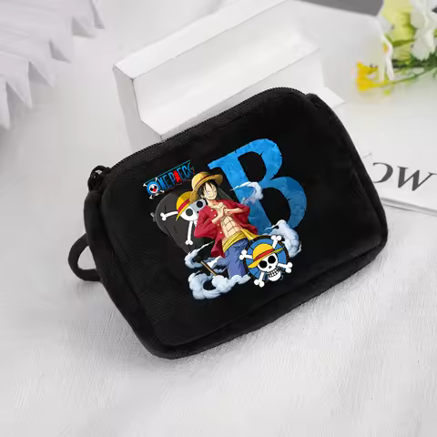Anime Luffy Short Wallet One Piece Letter Zipper Coin Purse Portable Boy Mini Pocket Wallets Cartoon