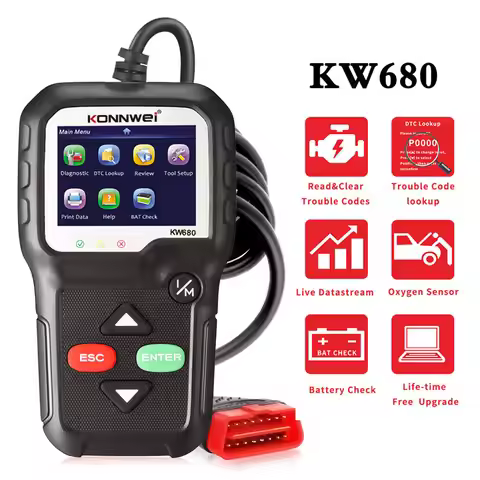KONNWEI OBD2 Scanner KW680 Cars Diagnostic-Scanner Auto Diagnostic Tools Russian Language KW 680 OBD