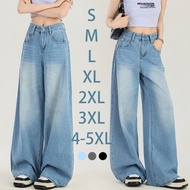 PLUS SIZE~Jeans long pants Blue Black Denim Long 牛仔裤 长裤 休闲 Wide Leg straight casual pants Loose High