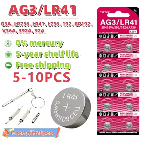 5-10PCS 1.55V AG3 LR41 Button Batteries SR41 392 192 Round Cell Coin Alkaline Battery L736 384 SR41S
