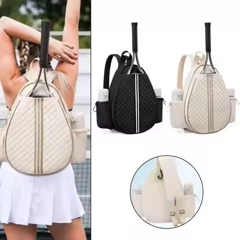 Zipper Closure Tennis Bag Large Capacity Waterproof Tennis Crossbody Bag Adjustable Strap Polyester 