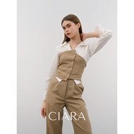 ATTIRE DYA Ciara Asymmetrical Top | Women's Crop Tops | Buttons Tube Top | Asymmetrical Tube Top