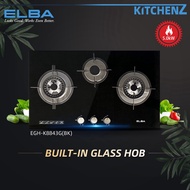 [FREE Shipping] Elba 3 Burners Built-In-Hob Glass Stove with Tempered Glass - EGH-K8843G(BK)/EH-R983