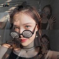 [BN] New Cosplay Glasses Vertigo Pattern Funny Decorative Glasses Anime Dizzy Eyeglasses Birthday Pa