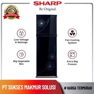SHARP Kulkas 2 Pintu Sj-317mg-db Sj 317mg Sj 317 Lemari es 256 / 237 Liter Shine Magneglass Firework