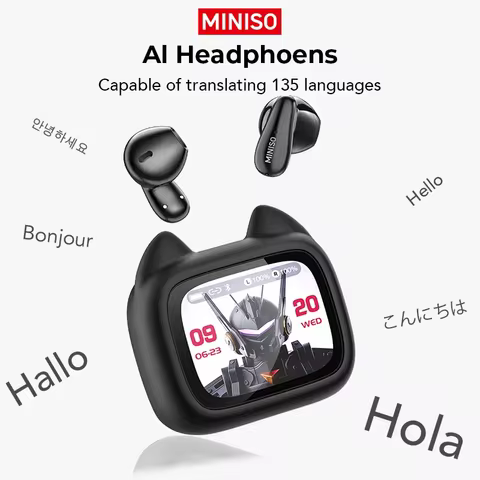 MINISO MS102 Bluetooth V6.0 Earphones Wireless Headphones TWS in-Ear AI Translator Earbuds with Full