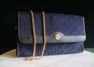 輝煌年代 OLD ERA _早期二手老包法國製DIOR老花肩背包(藍色)