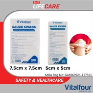 VitalFour Gauze Swab 100's/pack (24*20 Mesh)(8ply) Gauze Swab First Aid