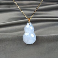 冰種翡翠葫蘆吊飾 18K金鑲嵌墜頭 | 天然緬甸玉翡翠A貨 |送禮