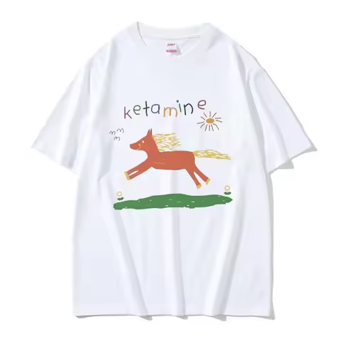 Funny Ketamine Horse Graphic Print T Shirts Women Casual Joke Humor T-shirt Tees Tshirt