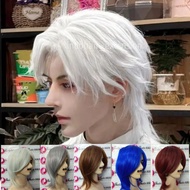 INDOHAIR MEN'S WIG SHORT HAIR WOLFCUT MODEL WHITE AND COLORFUL COLOR Code A5 color