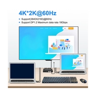 DP KVM Switch 2 Port 8K@30Hz Displayport1.2 Switch 2 in 1 Out with 3 USB2.0 Port for 2 PC Laptop Share Keyboard Mouse