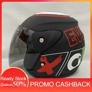 Helm Motor SNI Evo Evolution Hitam Hijau Italia Doff Half Face Nouvo SNI Dewasa - bukan KYT INK GM