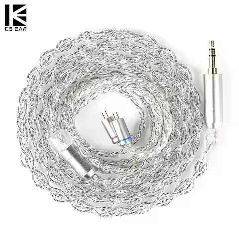 KBEAR Glitter IEM Cable 4core Pure Silver+Furukawa High-Purity Copper Hi-Fi Headphone Cable QDC Conn