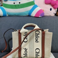 Chloe Woody Small Tote bag 小號棕色揹帶款帆布托特包