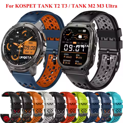 22MM Watchband for KOSPET TANK T3 T2 M3 M2 Strap Smart Watch for KOSPET TANK M3 T3 Ultra Silicone So
