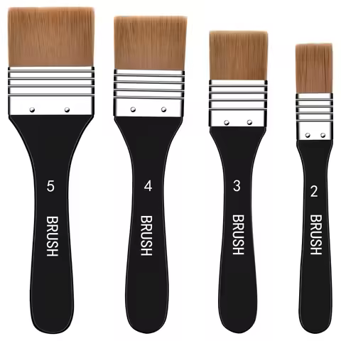 1/4 PCS Wide Flat Nylon Chip Paint Brushes, Art Brushes for Acrylic Painting, Oil Canvas, Gesso, Wat
