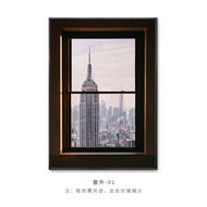 Nordic Instagram Style outside the Window City Sea View Decorative Painting Niche Style Healing Bed 