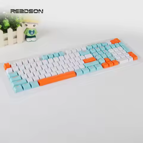 OEM Keycaps 113 Keys Salmon White Blue Orange ABS Double Shot Suit for 61 87 104 Keys Layout Mechani