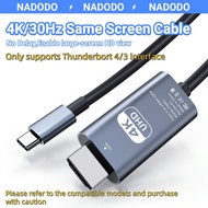 NADODO USB C To HDMI Cable 4K [Anti-Interference Plugs] 2m Type-C To HDMI Cord Thunderbolt 3/4 Compa