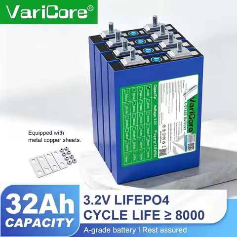 1-4pcs 3.2V 32Ah LiFePO4 Battery Pack Phosphate 3C 5C Discharge 32000mAh 12.8V Motorcycle Car Motor 