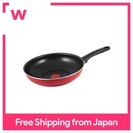 Tefal stir-fry pan 28cm deep frying pan for gas fire Fairy Rose Wok Pan Power Glide 4-layer coating C50019 With handle Tefal [IH non-compliant]