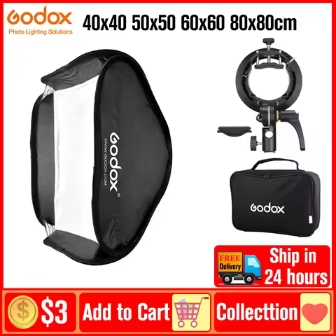 Godox S2 40x40 50x50 60x60 80x80cm Speedlight Softbox Bracket Bowens Mount Kit Honeycomb Grid for Ph