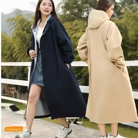 Men Women Long Rain Coat Ladies Commute Waterproof Rain Poncho Outdoor Tour Rain Coat Breathable Win