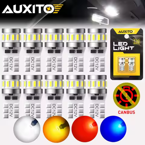 10/2Pcs AUXITO 18G T10 W5W LED Canbus License Plate Parking Interior Light Reading Map Dome Trunk La