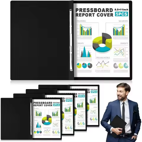 5 Pcs 8.5 x 11 Ih Pressboard Report Cover 3'' Capacity Presentation Binder Folder with Metal Prong f