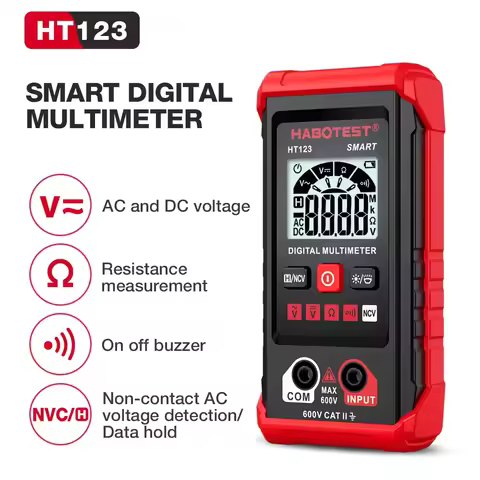 HABOTEST HT123 Digital Multimeter AC/DC Voltage Resistance Continuity Measurement Tester NCV Smart M
