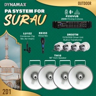 PA System For Surau/ Masjid Package DYNAMAX P250VUB PA Amplifier, 16 inch Horn Speakers with driver 