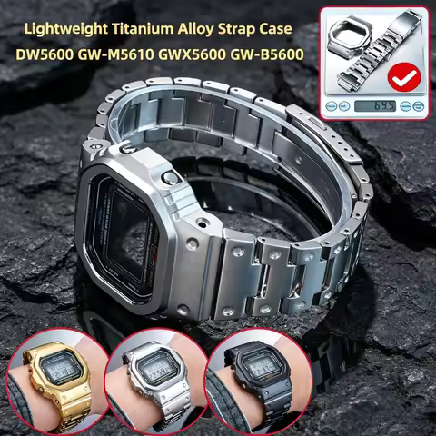 For Casio DW-5600 GW-B5600 GWX-5600 GMW-5610 Series Titanium Alloy Mod Kit, Bezel Case Watch Strap R