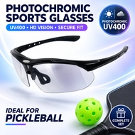 Photochromic Pickleball Sports Glasses UV400 Lightweight HD Lens Anti Impact Eyewear with Case & Str
