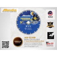 9" AKODA UNIVERSAL DIAMOND BLADE DRY ( BLUE ) D230 x 2.4 x 8 x 25.4mm A09-S230B