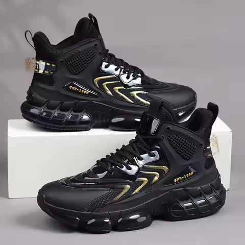 Mens Sports Shoes High Top Breathe Mesh Cosy Casual Shoes Large Size Outdoor Anti Slip Trend Trainin