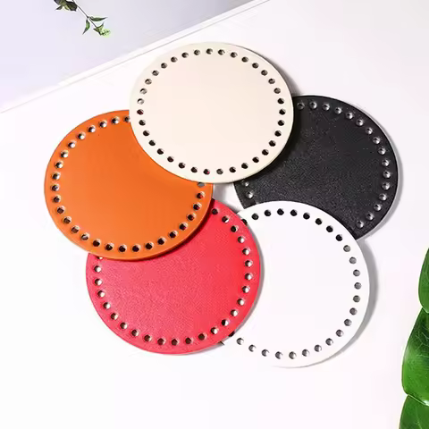 Knitted Bag Round Bottom PU Leather Bag Bottom Handmade Bottom With Holes DIY Crochet Bag Bottom Acc