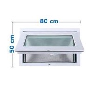 หน้าต่างบานเปิดกระทุ้ง UPVC มุ้ง HOFFEN 80X50 ซม. สีขาว (1172279)