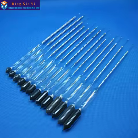 2PCS/lot Glass Densitometers Chemical Laboratory Glass Liquid Hydrometer Densimeter Density Meter 1.