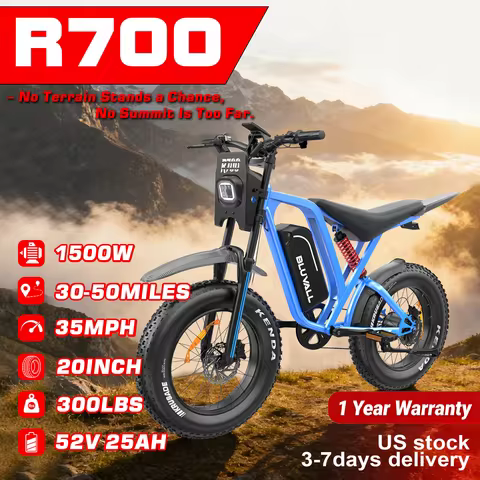 R700 Electric Bike 1500W Motor 52V 25Ah 35MPH Fast E-Bike 20"×4.0 All Terrain Fat Tire Full Suspensi