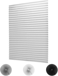 WEFILM Blinds for Windows Pleated Blinds Adhesive Window Shades Roller Blind Sunshade Heat Control Anti UV Zebra Blackout Curtains for Home Office with Clips