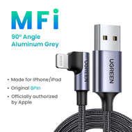 Original Ugreen MFi ได้รับการรับรอง USB สายเคเบิลหลอดไฟ90องศาข้อศอกสำหรับ Apple iPhone 14 Pro Max 13