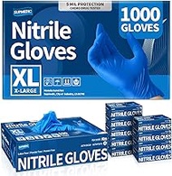 Supmedic Blue Nitrile Exam Glove, 4.5 mil Powder-Free Latex-Free Disposable Gloves, Case of 1000 pcs (Size: S/M/L/XL)